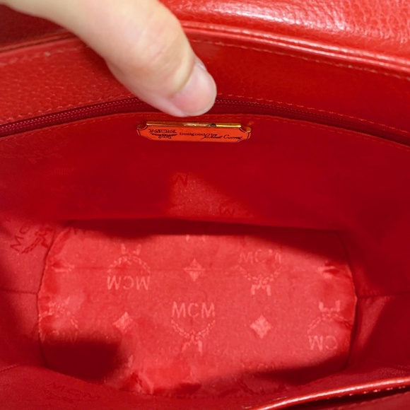 MCM Red Shoulder/Crossbody Bag Authentic - Picture 5 of 8